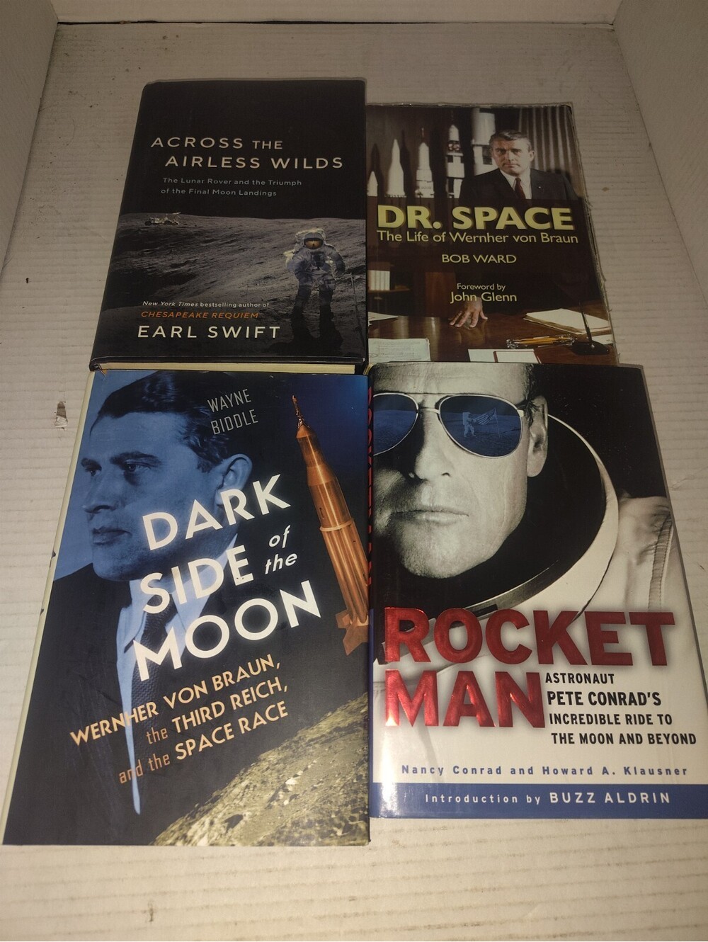 4 Book NASA Space Race Lot Wernher von Braun Pete Conrad Apollo Lunar Rover HC